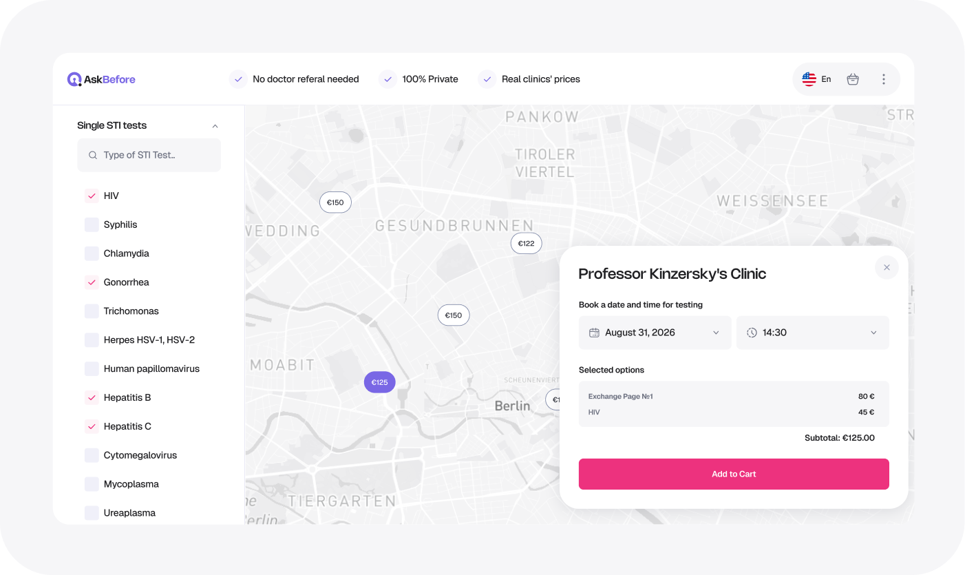 Book STI testing & pay directly to provider